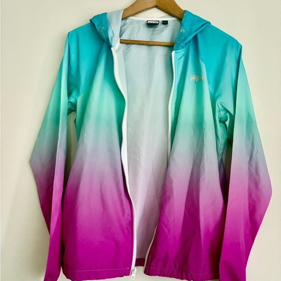 Vintage Fila Turquoise and Pink Gradient Wind Jacket - Picture 5 of 7